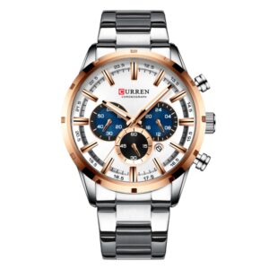 Relógio Curren Masculino Cronógrafo Metal Branco - 8355BR