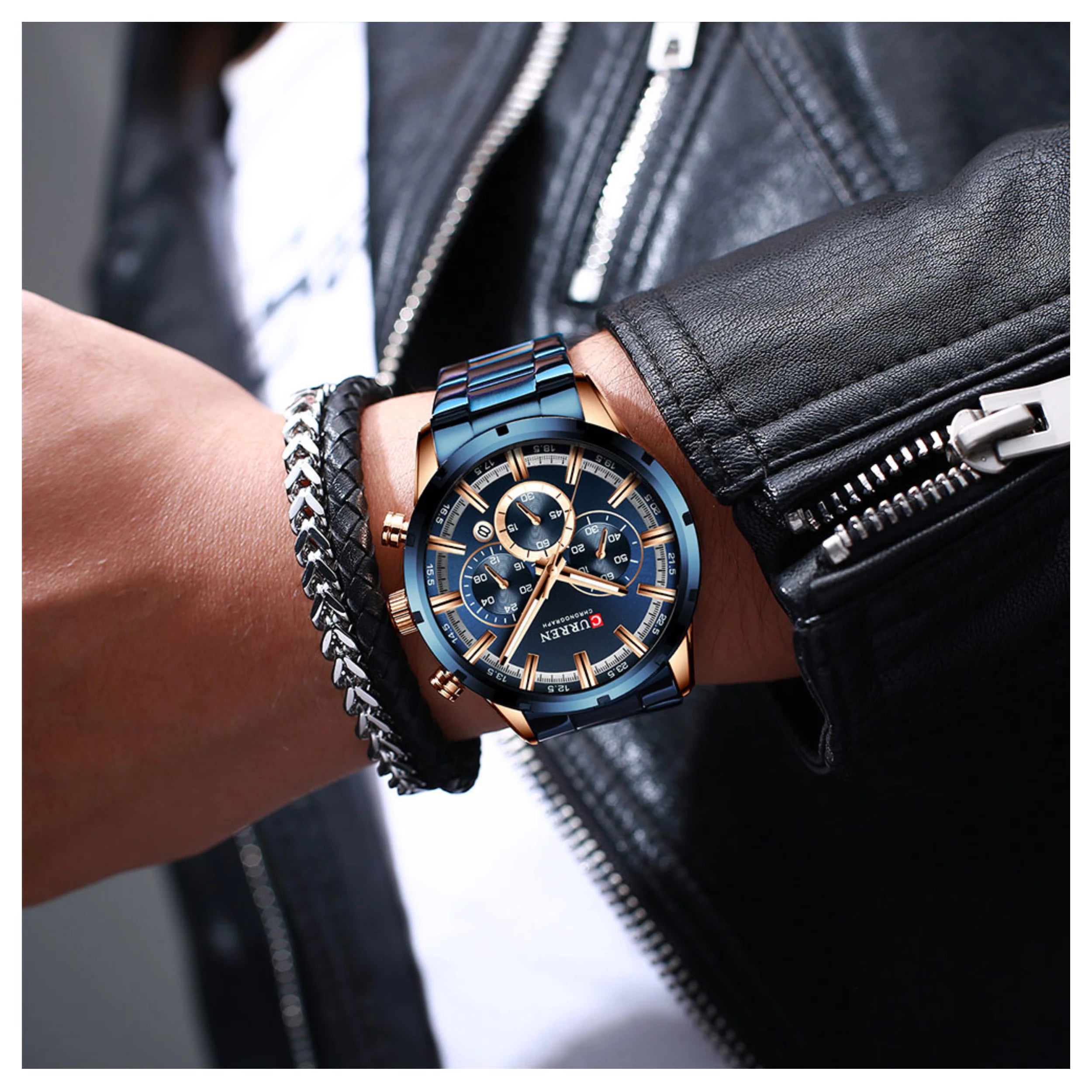 Relógio Curren Masculino Cronógrafo Metal Azul - 8355AZ - Imagem 2