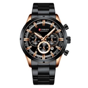 Relógio Curren Masculino Cronógrafo Metal Preto - 8355PT