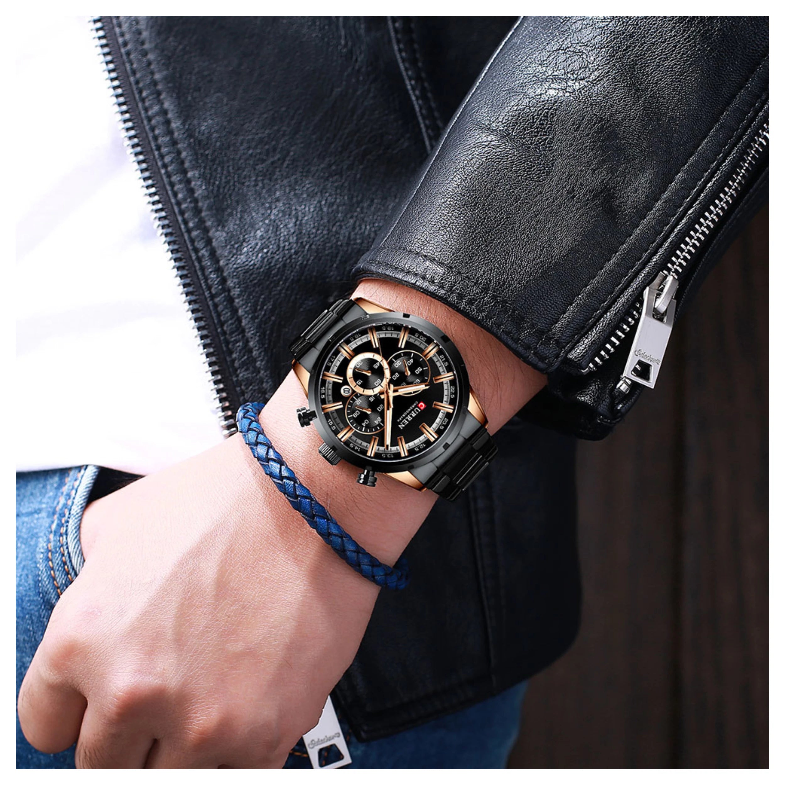 Relógio Curren Masculino Cronógrafo Metal Preto - 8355PT - Imagem 2