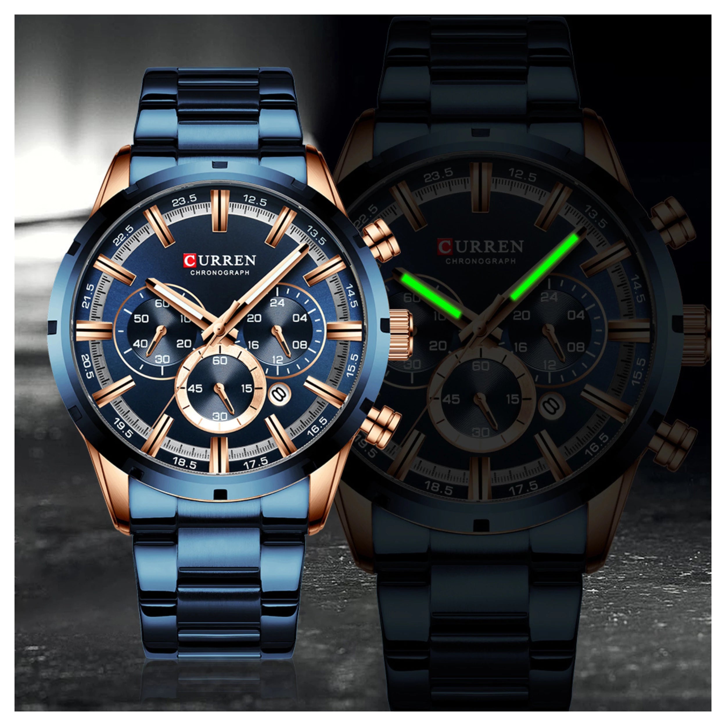 Relógio Curren Masculino Cronógrafo Metal Azul - 8355AZ - Imagem 4