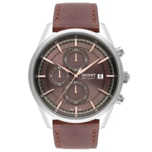 Relógio Orient Masculino Cronógrafo Couro Marrom - MBSCC053 N1NX